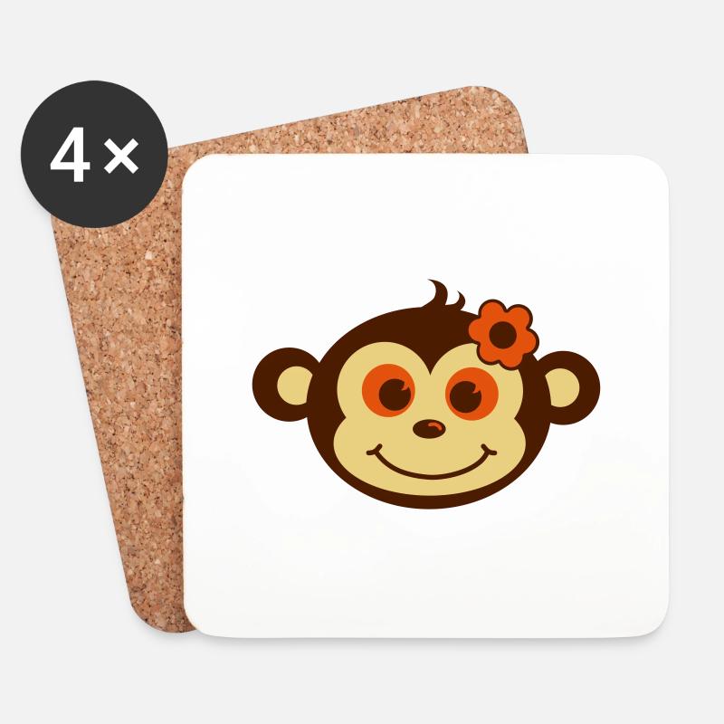 Affe Kaffee Girl 2 - Untersetzer (4er-Set) - Weiß