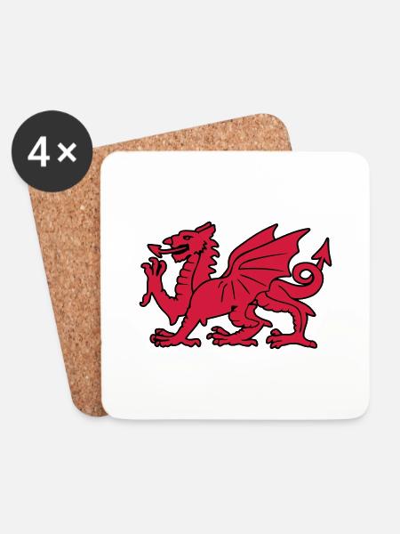 welsh red dragon wales cymru - Coasters (set of 4) - white