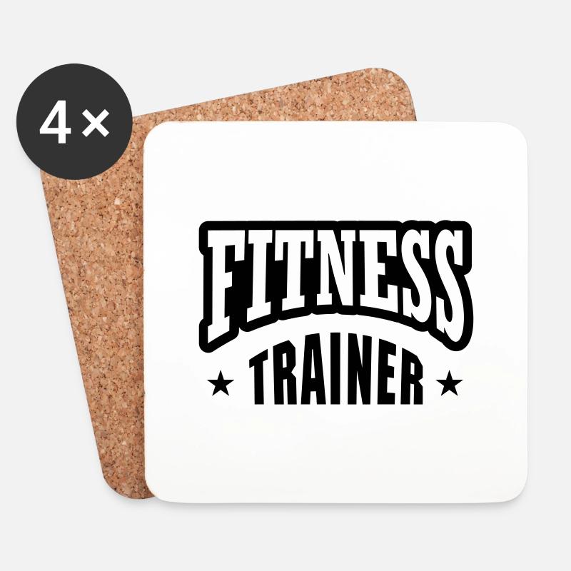 Fitness trainer mit Stern - Untersetzer (4er-Set) - Weiß
