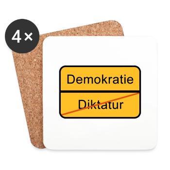Demokratie oder Diktatur - Untersetzer (4er-Set) - Weiß - Vorne