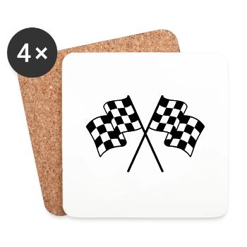 Checkered Flags 1 color - Coasters (set of 4) - white - Front