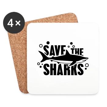 save_the_sharks_f1 - Dessous de verre (lot de 4) - blanc - Devant