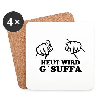 heut_wird_gsuffa - Untersetzer (4er-Set) - Weiß - Vorne