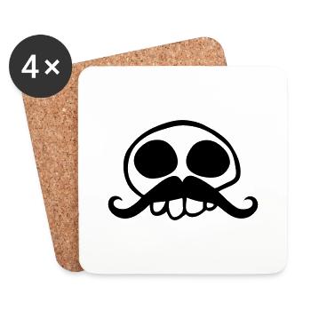 moustachu tête de mort à moustache drôle - Dessous de verre (lot de 4) - blanc - Devant