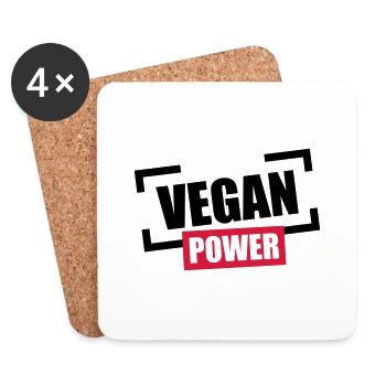 Vegan Power Stempel Logo - Coasters (set of 4) - white - Front