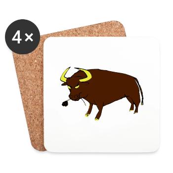 Taureau Basque - Dessous de verre (lot de 4) - blanc - Devant