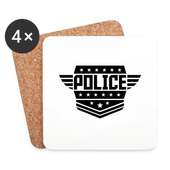 Police Wappen Rang Abzeichen - Untersetzer (4er-Set) - Weiß - Vorne