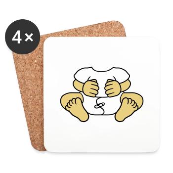 bébé corps drôle couche enfant petit sans tête sc - Dessous de verre (lot de 4) - blanc - Devant