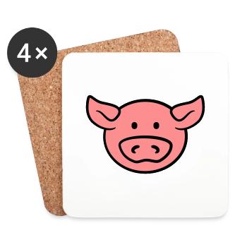Süßes Niedliches Schweine Gesicht - Untersetzer (4er-Set) - Weiß - Vorne