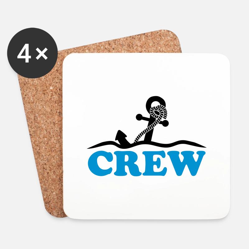 Anker unter Wasser Wellen Crew Design - Untersetzer (4er-Set) - Weiß