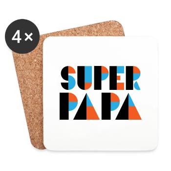 Super Papa - Dessous de verre (lot de 4) - blanc - Devant