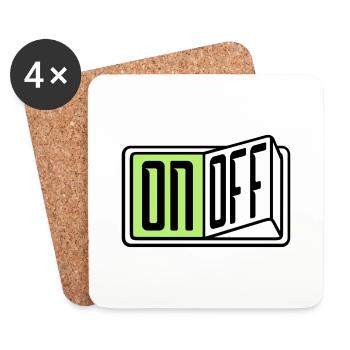 on off switch button button turn off - Coasters (set of 4) - white - Front