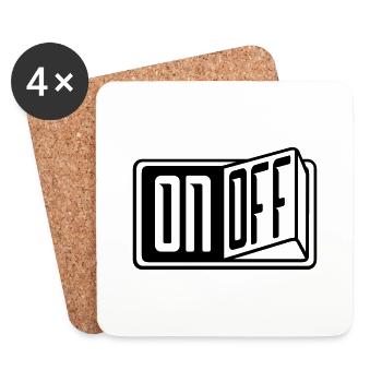 switch on off button turn on off - Coasters (set of 4) - white - Front