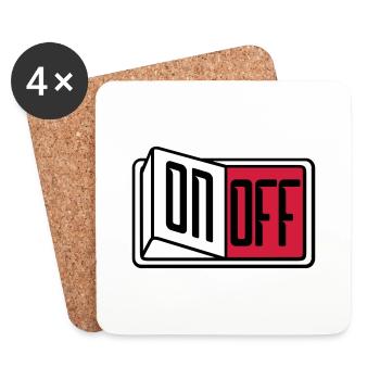 off on switch button button turn off - Coasters (set of 4) - white - Front