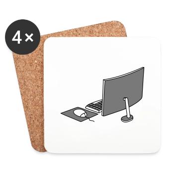 souris clavier écran bureau à domicile bureau travail - Dessous de verre (lot de 4) - blanc - Devant
