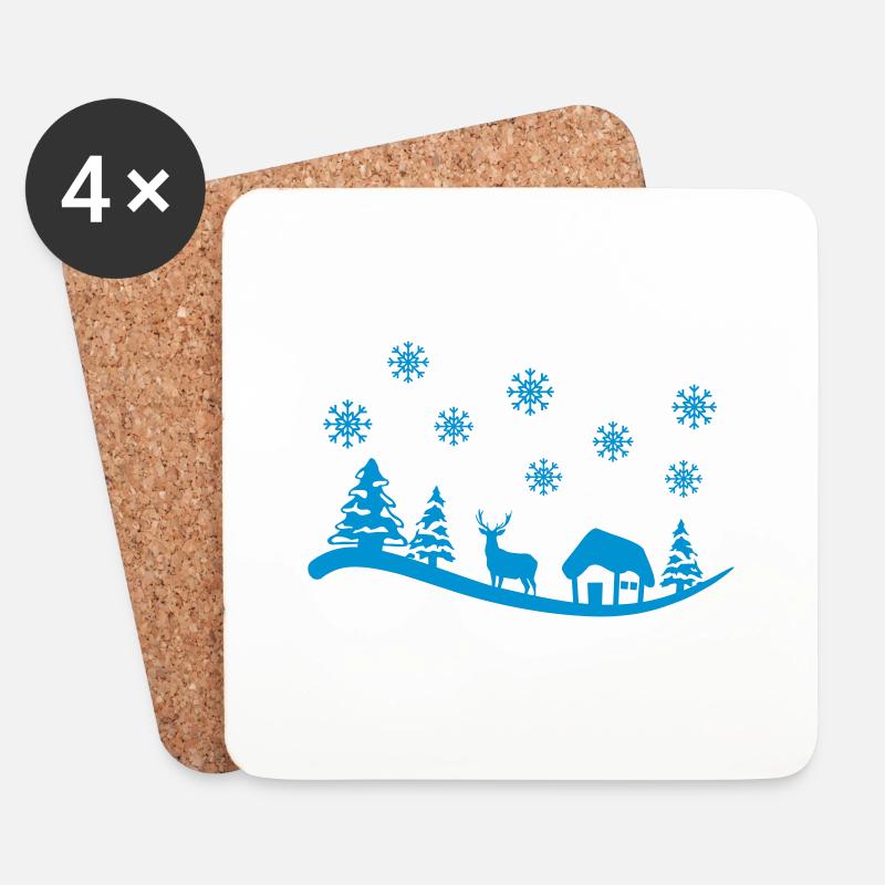 Winter, Weihnachten - Untersetzer (4er-Set) - Weiß