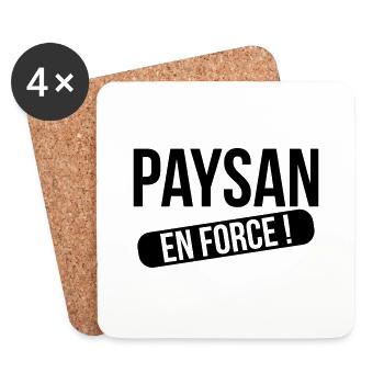 Paysan en force ! - Dessous de verre (lot de 4) - blanc - Devant