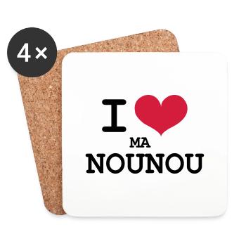 I Love ma Nounou - Dessous de verre (lot de 4) - blanc - Devant