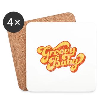 Groovy Baby - Vintage Style Design - Coasters (set of 4) - white - Front