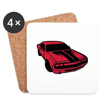 dessin de voiture de course américaine vintage dod - Dessous de verre (lot de 4) - blanc - Devant