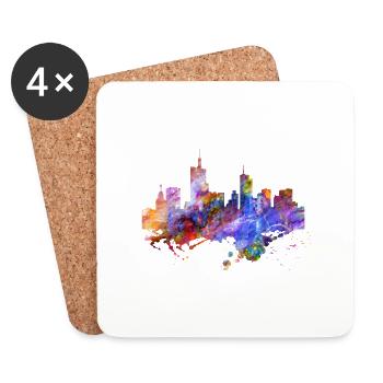 Frankfurt Skyline Farben - Untersetzer (4er-Set) - Weiß - Vorne