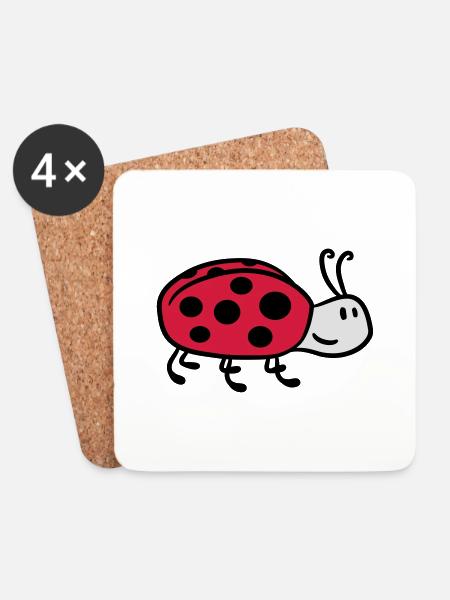 Niedlicher süßer kleiner Marienkäfer - Untersetzer (4er-Set) - Weiß