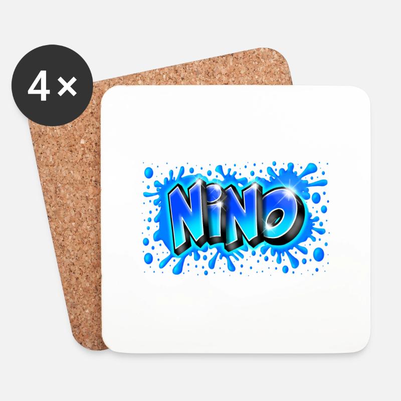Graffiti NINO platsch blau - Untersetzer (4er-Set) - Weiß