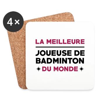 Badminton / Badiste / Tennis / Raquette / Sport - Dessous de verre (lot de 4) - blanc - Devant