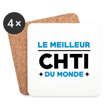 Nord / Ch'ti / Chti / Nordiste / Biloute Nordiste - Dessous de verre (lot de 4) - blanc - Devant