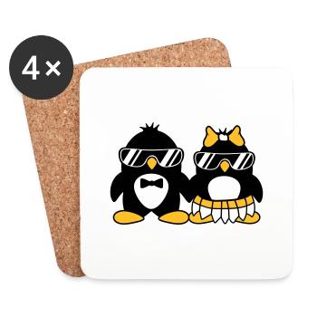 penguin couple dear paerchen in love sunglasses - Coasters (set of 4) - white - Front
