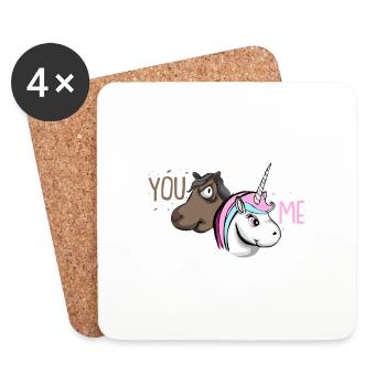 Doux licorne chevaux paillettes fille bébé cadeau - Dessous de verre (lot de 4) - blanc - Devant