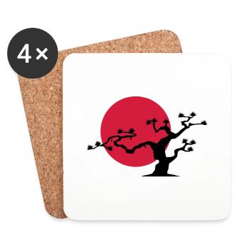 japanischer_baum - Dessous de verre (lot de 4) - blanc - Devant