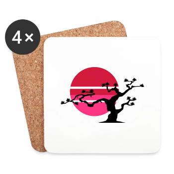 japanischer_baum_2 - Coasters (set of 4) - white - Front