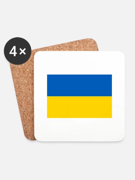 Ukraine Flagge - Untersetzer (4er-Set) - Weiß