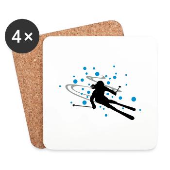 Skifahrerin Schnee - Untersetzer (4er-Set) - Weiß - Vorne
