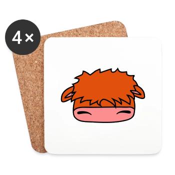tête de vache des hauts plateaux - Dessous de verre (lot de 4) - blanc - Devant