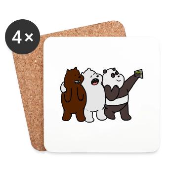 Photo de trois ours - panda, ours brun, ours polaire - Dessous de verre (lot de 4) - blanc - Devant