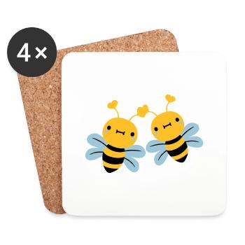 2 friends team couple cute little ones - Coasters (set of 4) - white - Front