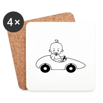car drive fast race driver's license easy children - Coasters (set of 4) - white - Front