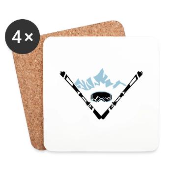 Ski, mountains and goggles - Coasters (set of 4) - white - Front