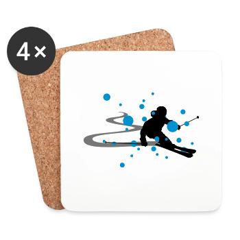 Winter - Skifahrer - Untersetzer (4er-Set) - Weiß - Vorne