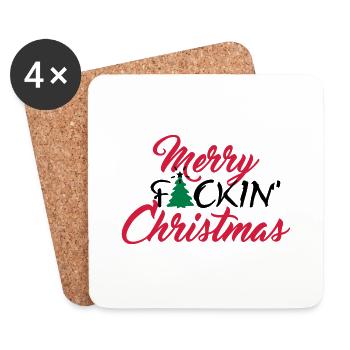 Merry fuckin' Christmas (3c) - Coasters (set of 4) - white - Front