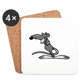 rat drôle cool - Dessous de verre (lot de 4) - blanc - Devant