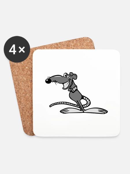 ratte witzig cool - Untersetzer (4er-Set) - Weiß