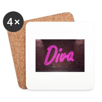 Neon Leuchtreklamen Diva poster - Untersetzer (4er-Set) - Weiß - Vorne