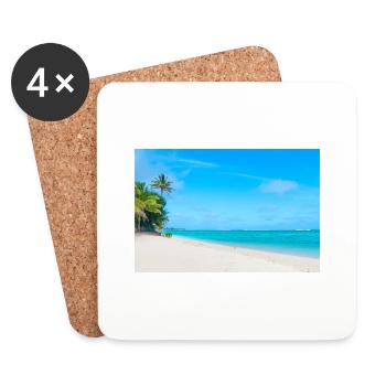 View on a Caribbean sandy Beach and crystal clear - Untersetzer (4er-Set) - Weiß - Vorne