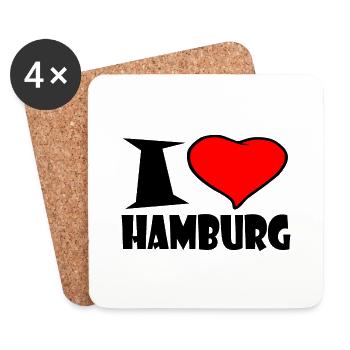 I love Hamburg - Coasters (set of 4) - white - Front