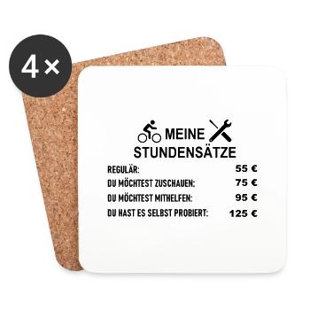 Stundensätze Zweiradmechaniker - Untersetzer (4er-Set) - Weiß - Vorne