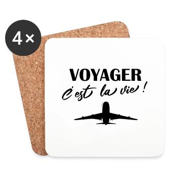 voyager c'est la vie t-shirt voyage cadeau humour - Dessous de verre (lot de 4) - blanc - Devant