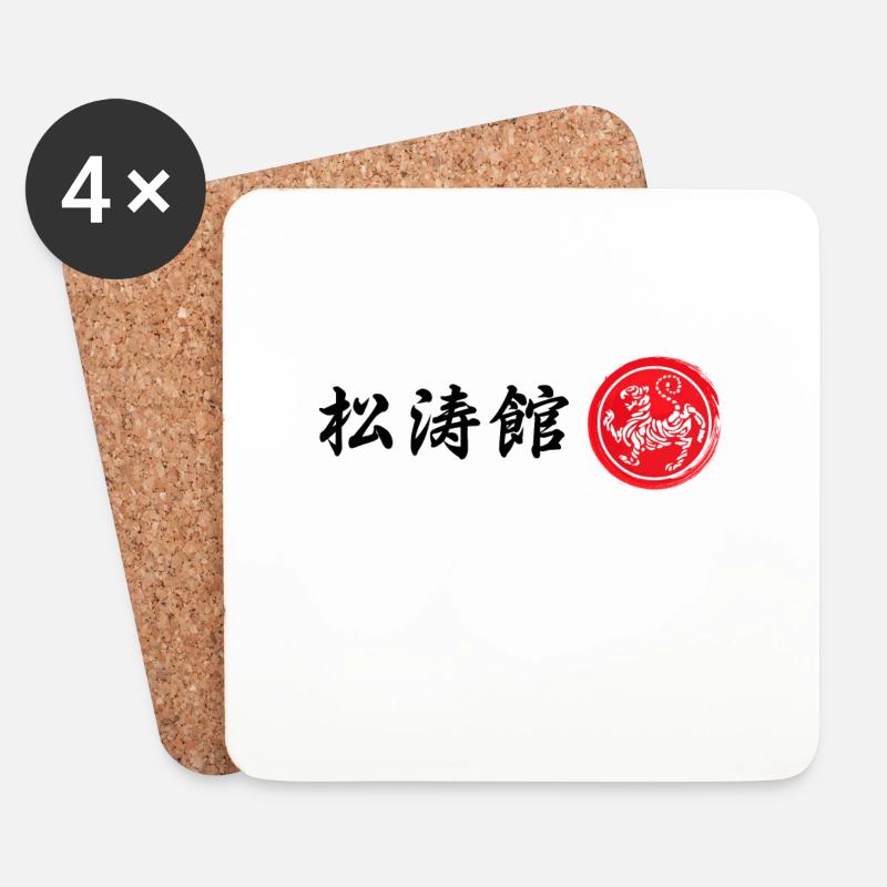 Karate Shotokan Tiger Logo - Untersetzer (4er-Set) - Weiß